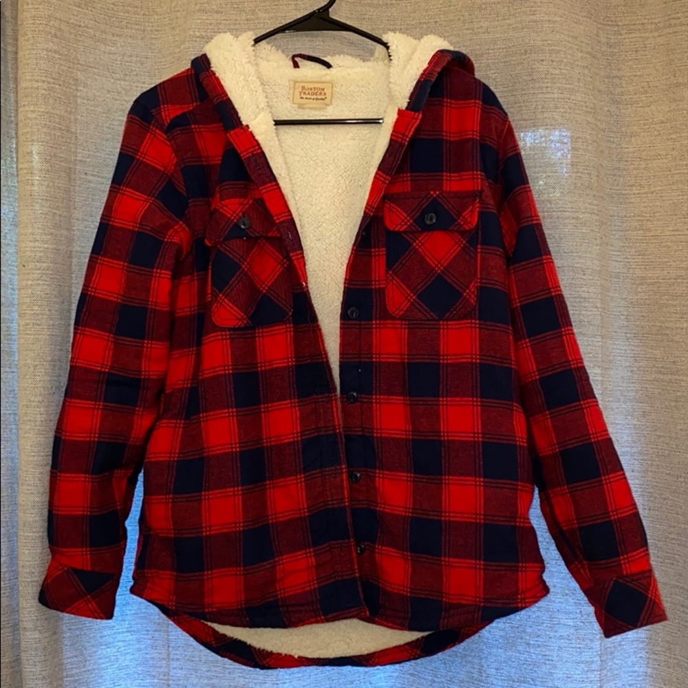 Plaid Sherpa lined jacket